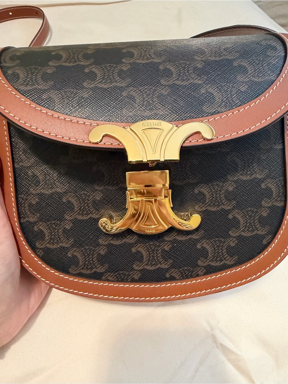 Celine Triomphe Besace Canvas calf skin Crossbody bag